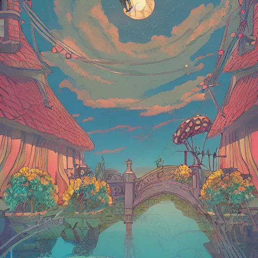 Image similar to intricate illustration, ghibli colorful, cinematic composition