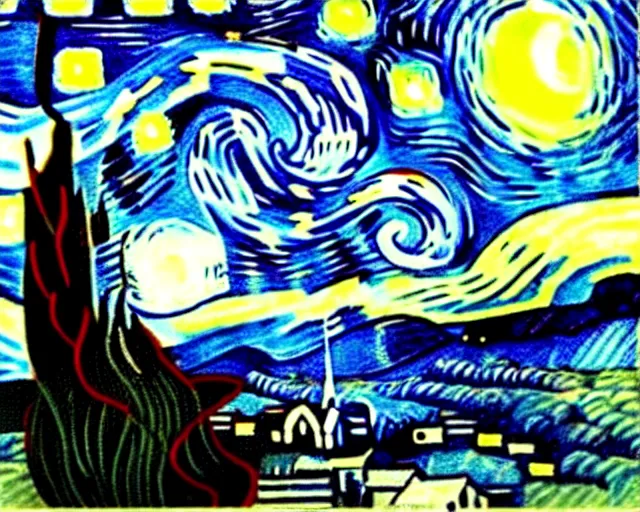 Image similar to keanu reeves in starry night by van gogh