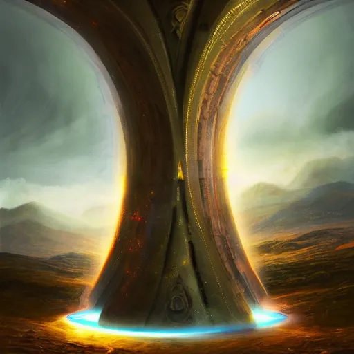 Prompt: illustration of a hypersonic portal through time, realistic painting, classical painting, high definition, digital art, matte painting, very detailed, realistic