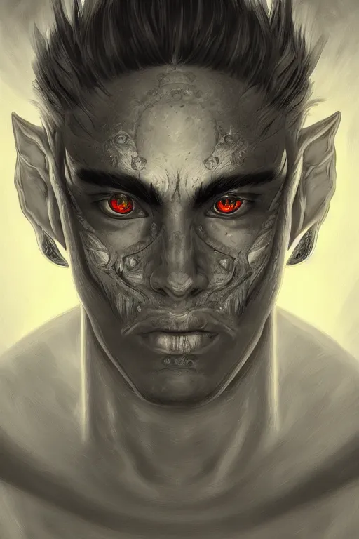 Image similar to portrait of man with seven eyes | digital painting | highly detailed | artgerm