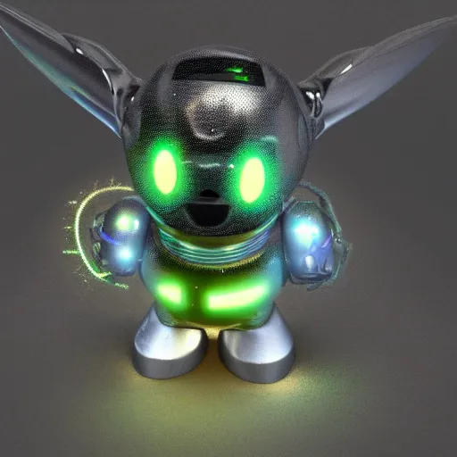 Image similar to a cybertronic duck, robotic, metallic, glowing eyes, high detail