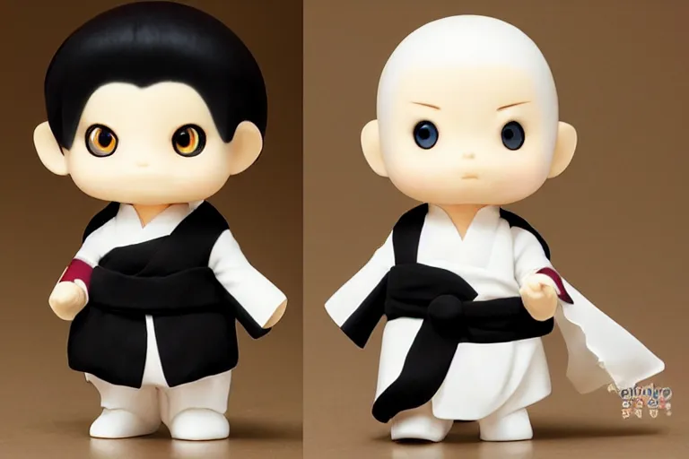 Prompt: hijikata toushirou, kewpie, anime, short black hair