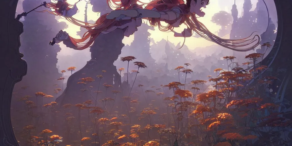 Prompt: twist your tiny lies into the spoon, spinning a web with your metallurgy. by hayao miyazaki and rossdraws and artgerm and greg rutkowski and alphonse mucha and studio ghibli. high quality, stunning, intricate detailed environment. 8 k