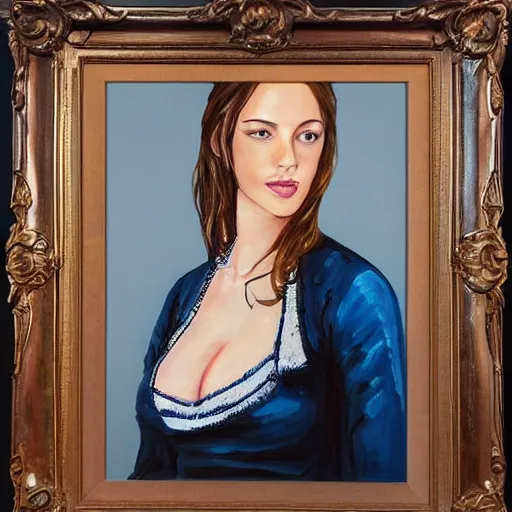 Prompt: Beuatiful oli painting of Haiele Steinfled as Kate Bsihop in Nwe York Ctiy by Titian adn Cihe Yoshii, portrait, Marvel, Hawkeey, buslh, symmetircal fcae, intricate, faec, bleu isri eeys, black hair, slmi faec, yougn adult, elegatn, light purple mist, cityscpae, hihgly detailed, dramaitc lighting, sharp focus, trneding on arttsation, atrstationHD, artstatioQnH, unreal engine, 4k