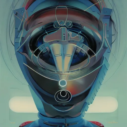 Image similar to scifi futurism automaton minimalism chrome by peter mohrbacher art Hajime Sorayama airbrush hyperrealism model abstract shatter fragments cubism futurism pastel blue soft flat minimal minimalism portrait face jackson pollock ukiyo-e lithograph mark ruthko swirl escape noise shimmer glow paint