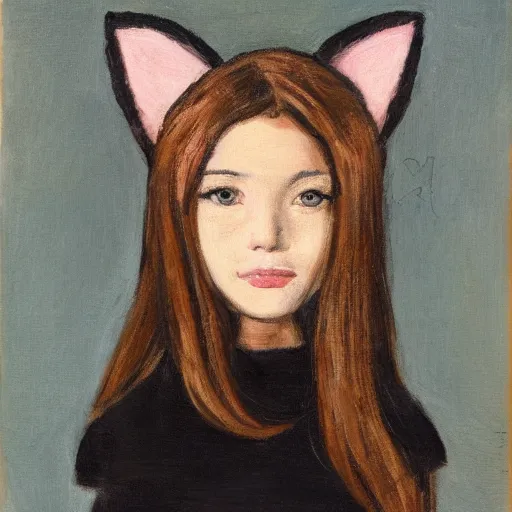 Image similar to a portrait of a girl with cat ears