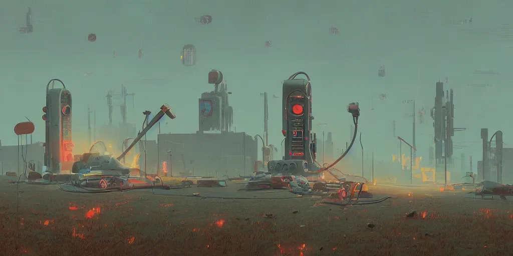 Prompt: the destroyer of worlds, art by simon stalenhag