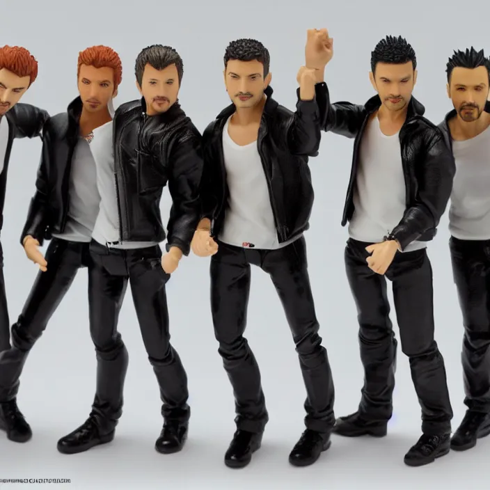 Image similar to detailed figures of the backstreet boys, first 4 figures, detailed product photo