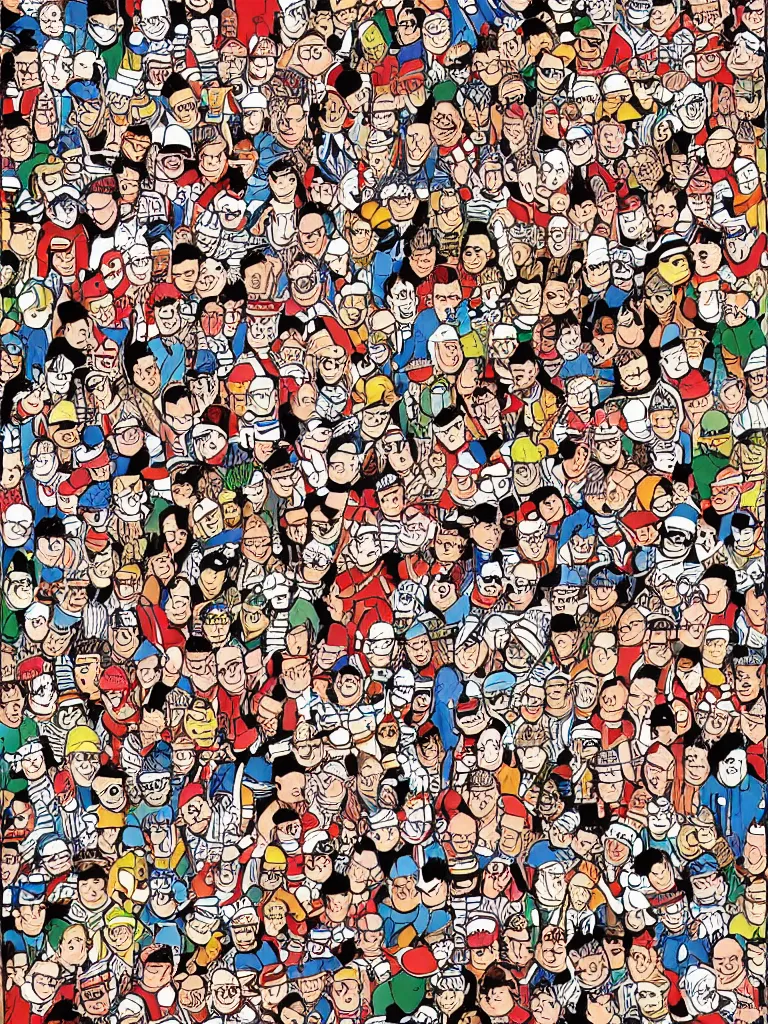 Prompt: Where's Waldo original page by Martin Handford