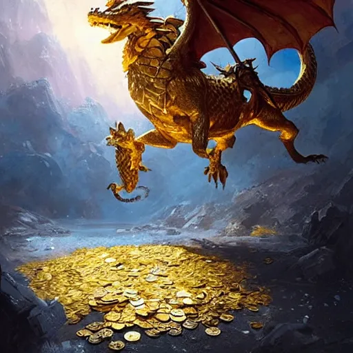 a halfling ranger riding a golden dragon in an | Stable Diffusion | OpenArt