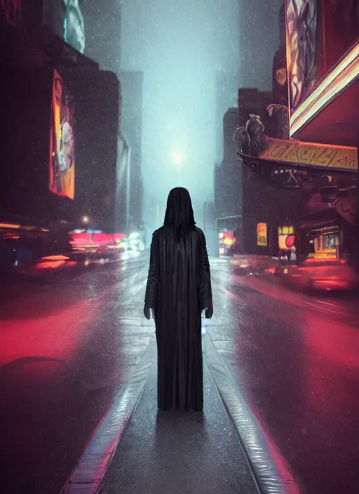 Image similar to 35mm kodak portra portrait of a darkwave vampire on the Las Vegas strip at night by tom bagshaw, cinematic, high detail, octane render, 8k highly professionally detailed, trending on artstation, CGsociety, HDR, concept art