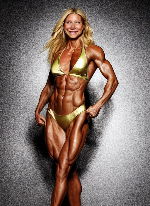 Prompt: photoshoot of gwyneth paltrow as miss olympia bodybuilder