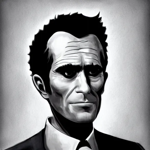 Image similar to portrait of rod serling in the style of death note