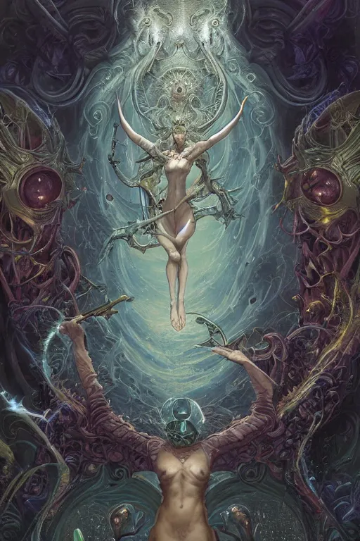 Image similar to the world, tarot card, fantasy drawing made of fractals, ultra realistic, wide angle, intricate details, highly detailed by peter mohrbacher, hajime sorayama, wayne barlowe, boris vallejo, aaron horkey, gaston bussiere, craig mullins