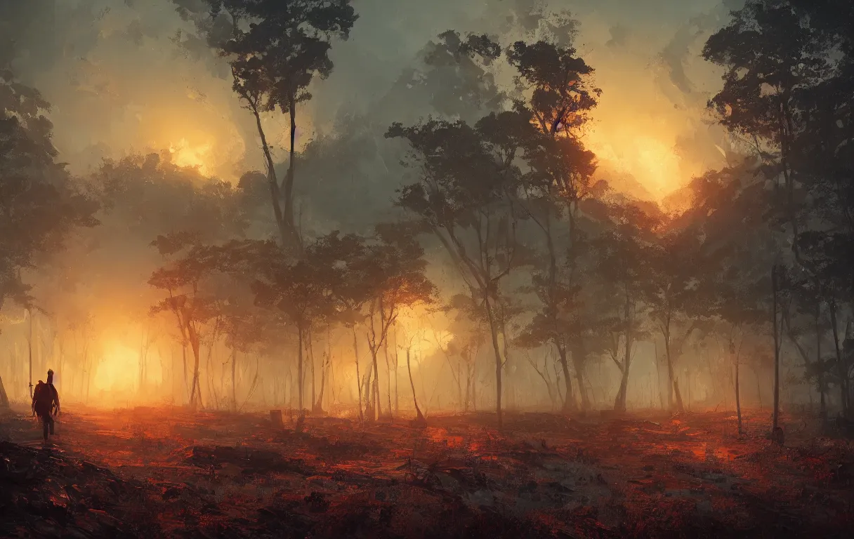 Image similar to A digital painting of scorched earth, by Ismail Inceoglu and Caspar David Friedrich, stunning, photorealistic, highly-detailed, 4k, ue5, light effect, rtx on, realistic, cinematic, IMAX quality, trending on artstation