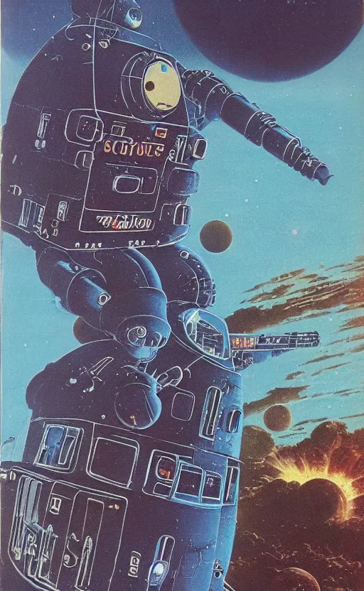 Image similar to cookie monster, 1 9 7 0 s sci - fi paperback cover art by chris foss peter elson tim white jack gaughan and virgil finlay