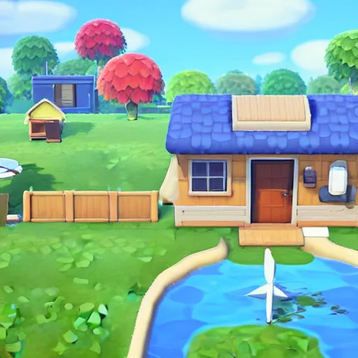 Prompt: a beautiful modern house in animal crossing