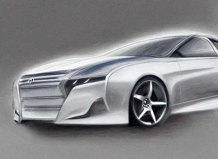 Prompt: concept non - coloring pencil drawing of a new car combined by two different genres.