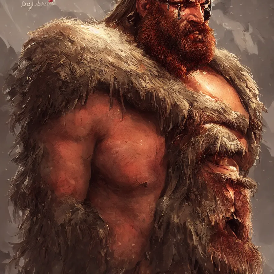Prompt: an concept art of the barbarian bearded king, red hair, one eye, intricate details, detailed face, detailed armour, artstation, ambient light, by david villegas