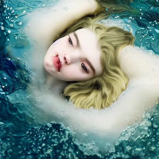 Image similar to portrait of a beautiful girl + anya taylor - joy floating under the deep dream water, beautiful smooth soft light + white petal, by personal photography, art by brookskim, closeup, 4 k, highly detailed, instagram,