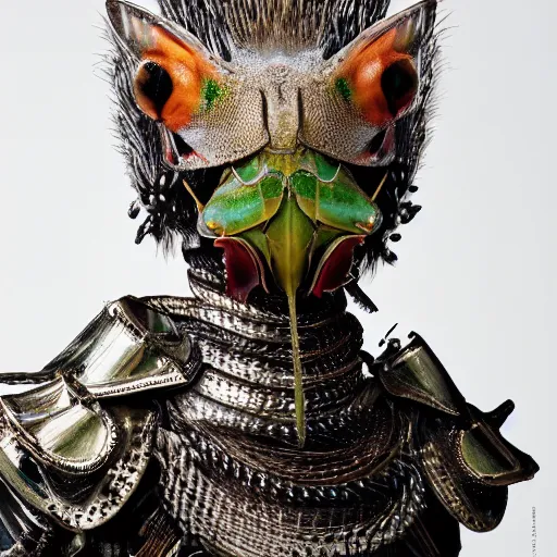 Image similar to a portrait of a beautiful young male wearing an alexander mcqueen armor made of a mantis , photographed by andrew thomas huang, artistic