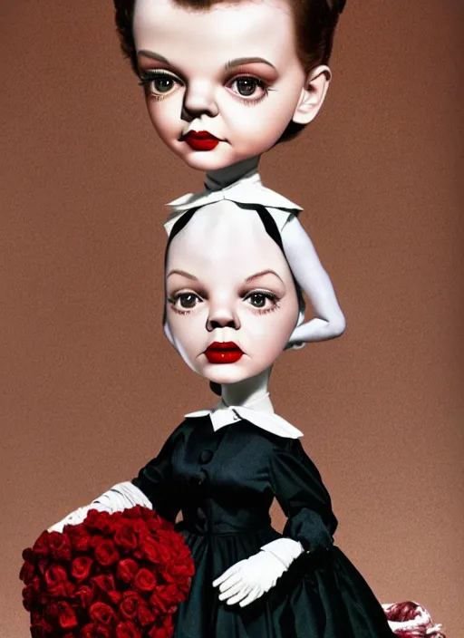 Image similar to a young judy garland as a mark ryden doll, detailed digital art, trending on Artstation