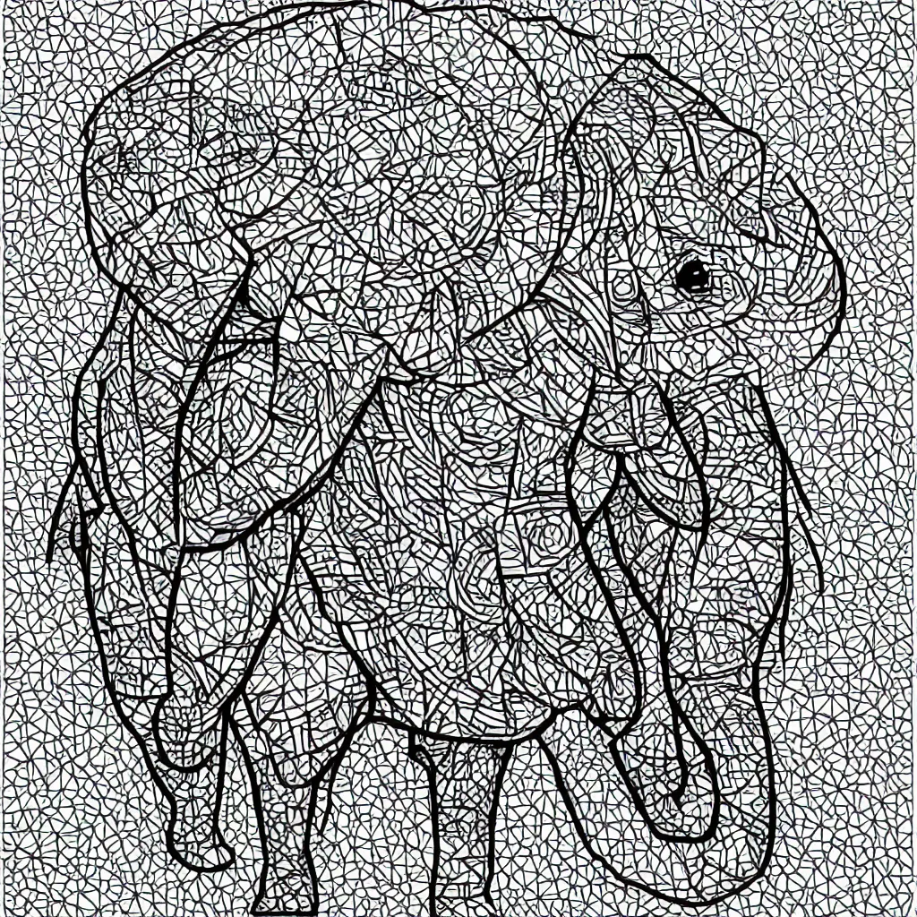 Image similar to polygon art style, simple, colored elephant art