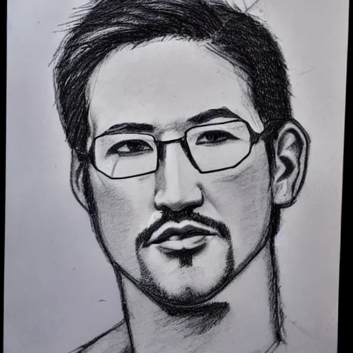 Prompt: markiplier portrait sketch, by da vinci, sketch, traditional art