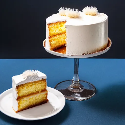 Image similar to tres leches cake, michelin restaurant, award winning, food photography