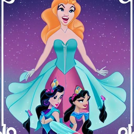 Image similar to disney princesses in a metal band