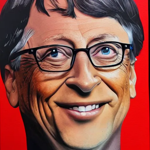 Image similar to portrait of bill gates in the style of Hashim Akib acrylic on canvas colourful strokes