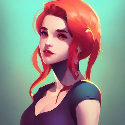 Prompt: a portrait of a very beautiful 1 5 year old girl in the style of artgerm, charlie bowater, atey ghailan and mike mignola, vibrant colors and hard shadows and strong rim light, plain background, comic cover art, trending on artstation