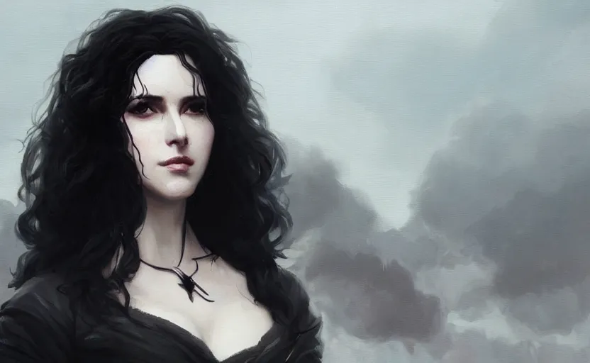 Prompt: A painting of Yennefer trending on artstation in the style of Greg Rutkowski