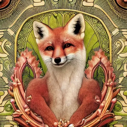 Image similar to hyperrealistic detailed candle fox in baroque painting, lights, art by ernst haeckel, john william godward, hammershøi, alphons mucha, pontormo, ornamental, decorative, art nouveau wallpaper, lights by hopper, pastel deep colours,