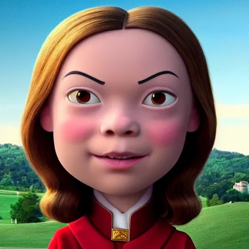 Prompt: lord farquaad with the face of greta thunberg