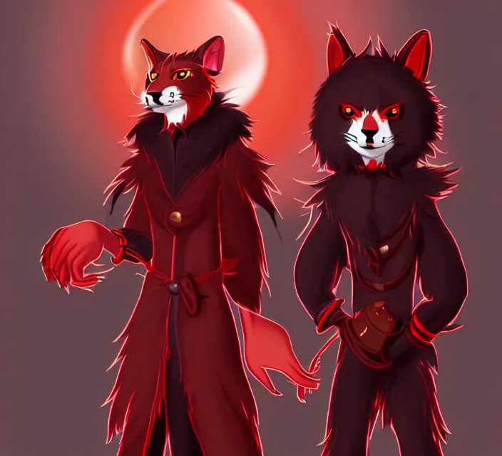 Image similar to furry - male - red - black - weasel - necromancer - fursona uhd ue 5 visual novel pc game expressions