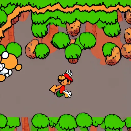 Prompt: Toad mushroom head mario character running at a grizzly bear with an axe