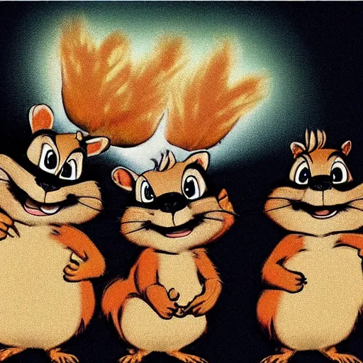 Image similar to cave painting of alvin and the chipmunks