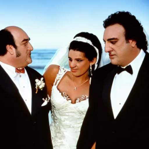 Prompt: Tony, Montana, and Tony soprano getting married