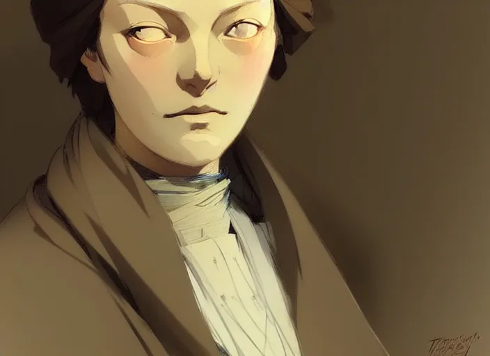 Image similar to 1 8 3 5 florence nightingale middle aged, character face study, faces only, concept art finely detailed perfect art, painted by greg rutkowski makoto shinkai takashi takeuchi studio ghibli, pinterest, cevagraf comics