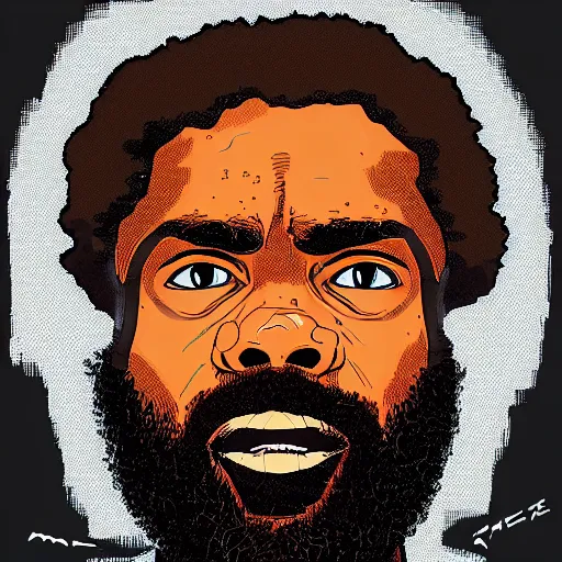 Image similar to portrait of mc ride, by laurie greasley and james stokoe, 4 k, 8 k