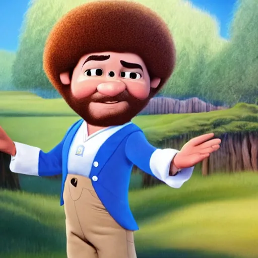 Prompt: bob ross as a disney character from up ( 2 0 0 9 )