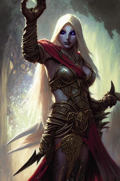 Prompt: sylvanas windrunner as a magic the gathering card portrait dnd, painting by gaston bussiere, craig mullins, greg rutkowski, yoji shinkawa