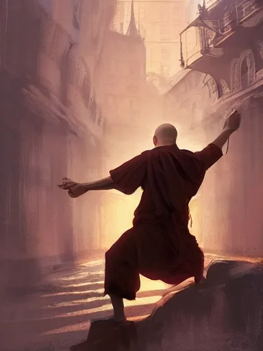 Prompt: a hanged monk, tie down, enlightened hanging in a public square. intricate, elegant, highly detailed, digital painting, artstation, concept art, sharp focus, illustration, by justin gerard and artgerm, 8 k