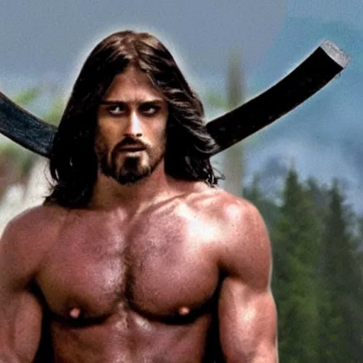 Image similar to jesus cross over rambo