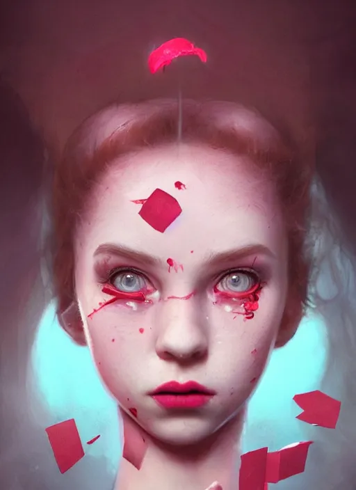 Image similar to portrait of sinister girl with pouty aerochrome lips, bodachs, unforgivable, cute bandaid on nose!!, expressive eyes, full body, deathly skin, greg rutkowski, charlie bowater, yuumei, stephen gammell, unreal 5, daz, hyperrealistic, octane render, rpg portrait, dynamic lighting, fantasy art, beautiful face