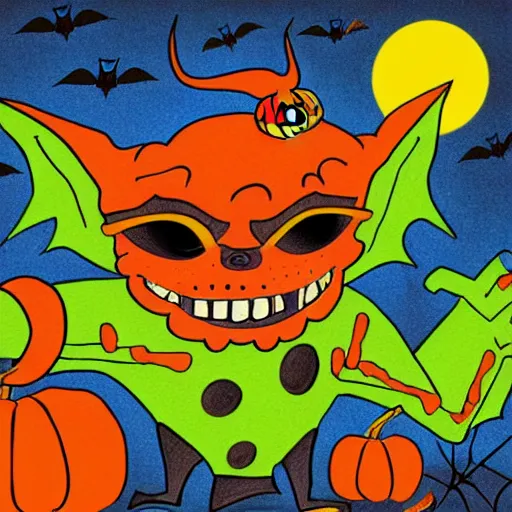 Image similar to halloween goblin illustration, childrens book, simple art by jack prelutsky