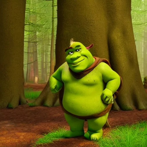 Prompt: photo of shrek in a forest, 8k