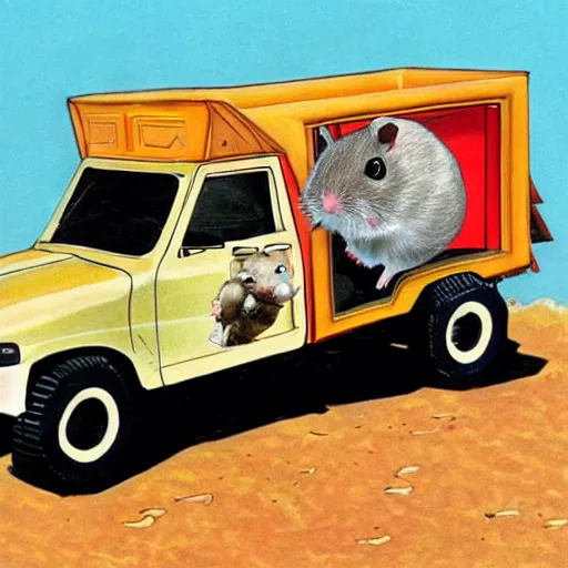 Image similar to concept art of hamster-truck