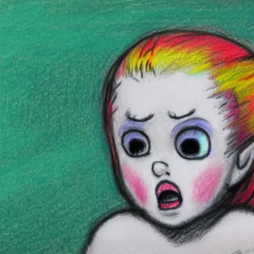 Image similar to pastel child style drawing of a monster